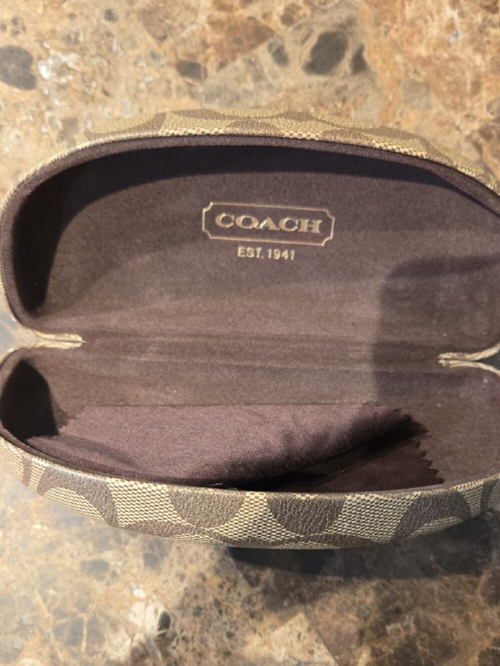Coach Signature Sunglass Case in Khaki and Brown - Picture 2 of 2